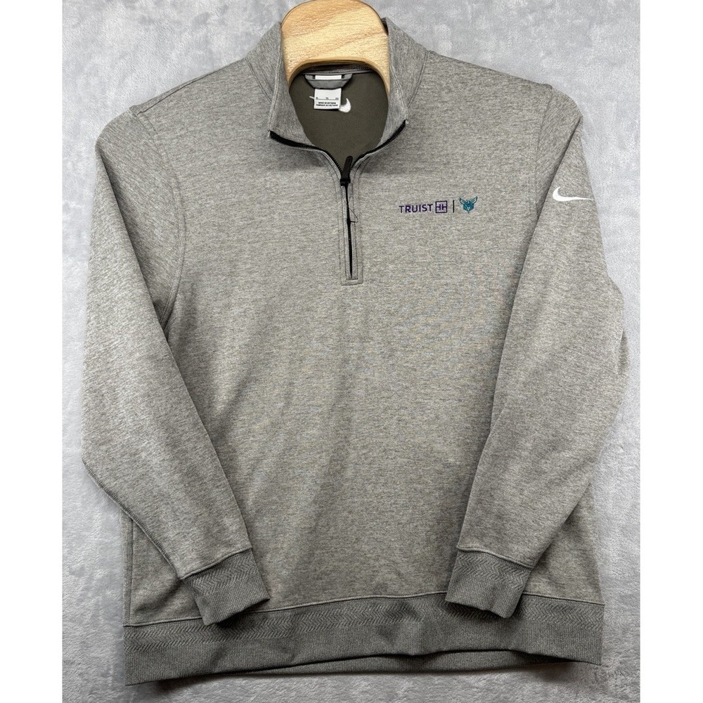 Nike Charlotte Hornets Trust Bank 1/4 Zip Pullover Sweater Gray‎ Men's XL NWOT